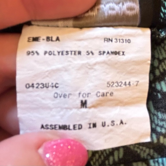 AB Studio black green pattern stretchy comfortable maxi skirt Size M - Picture 4 of 6